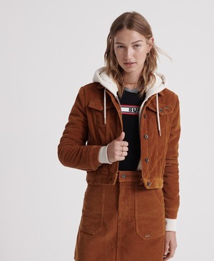 Superdry Cord Girlfriend Női Kabát Barna | YHKTC9871